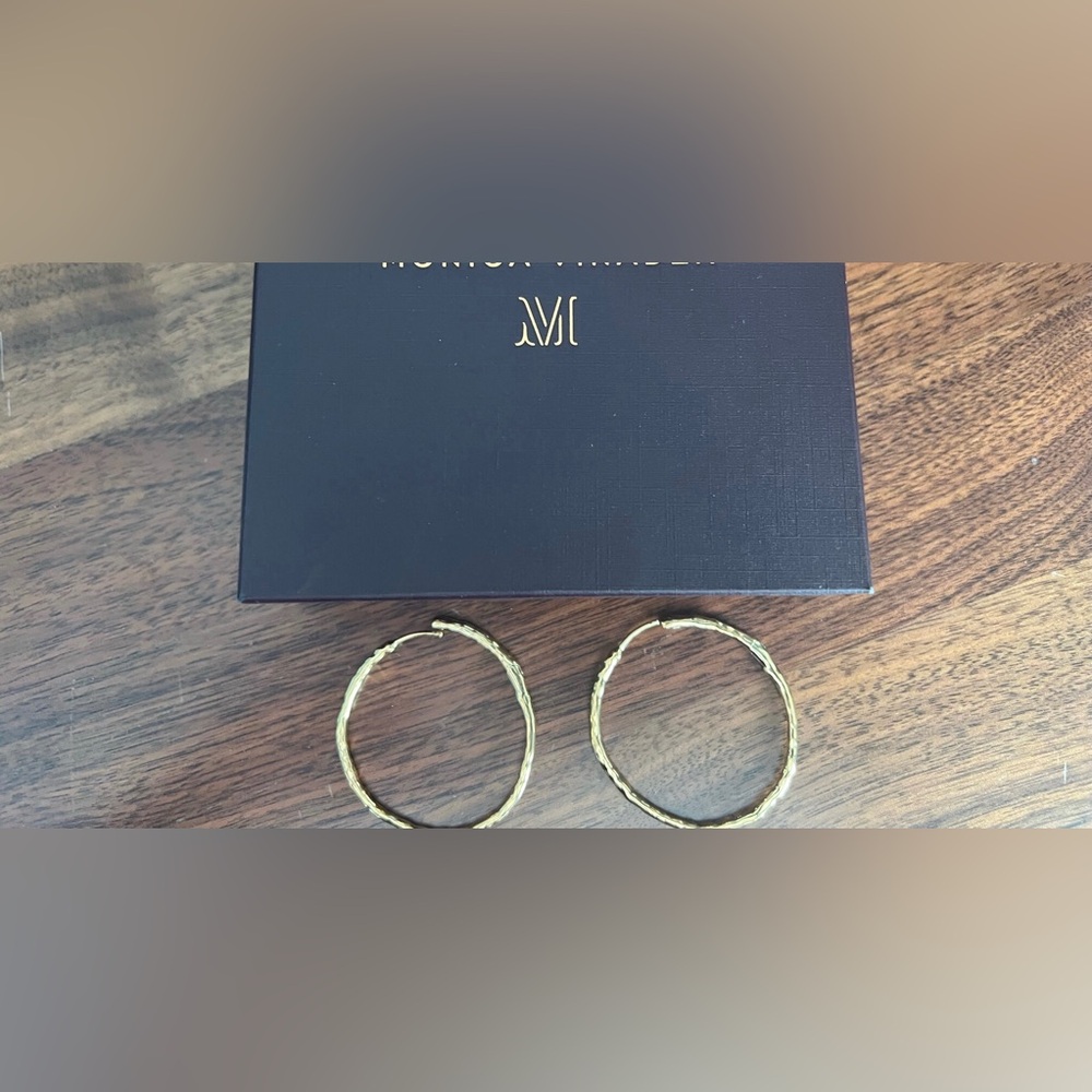Monica Vinader Siren Muse Large Hoop Earrings, 18k Gold Vermeil, EUC.